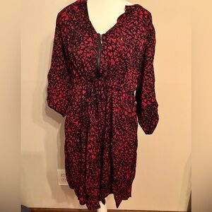 Valentine’s Hearts Black and Red Women's Midi Dress